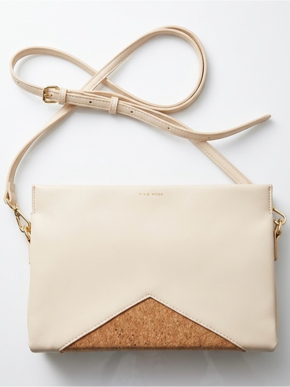 Pixie Mood Blush Crossbody Bag w/ Cork Detail. Magnetic close. Balletcore girly